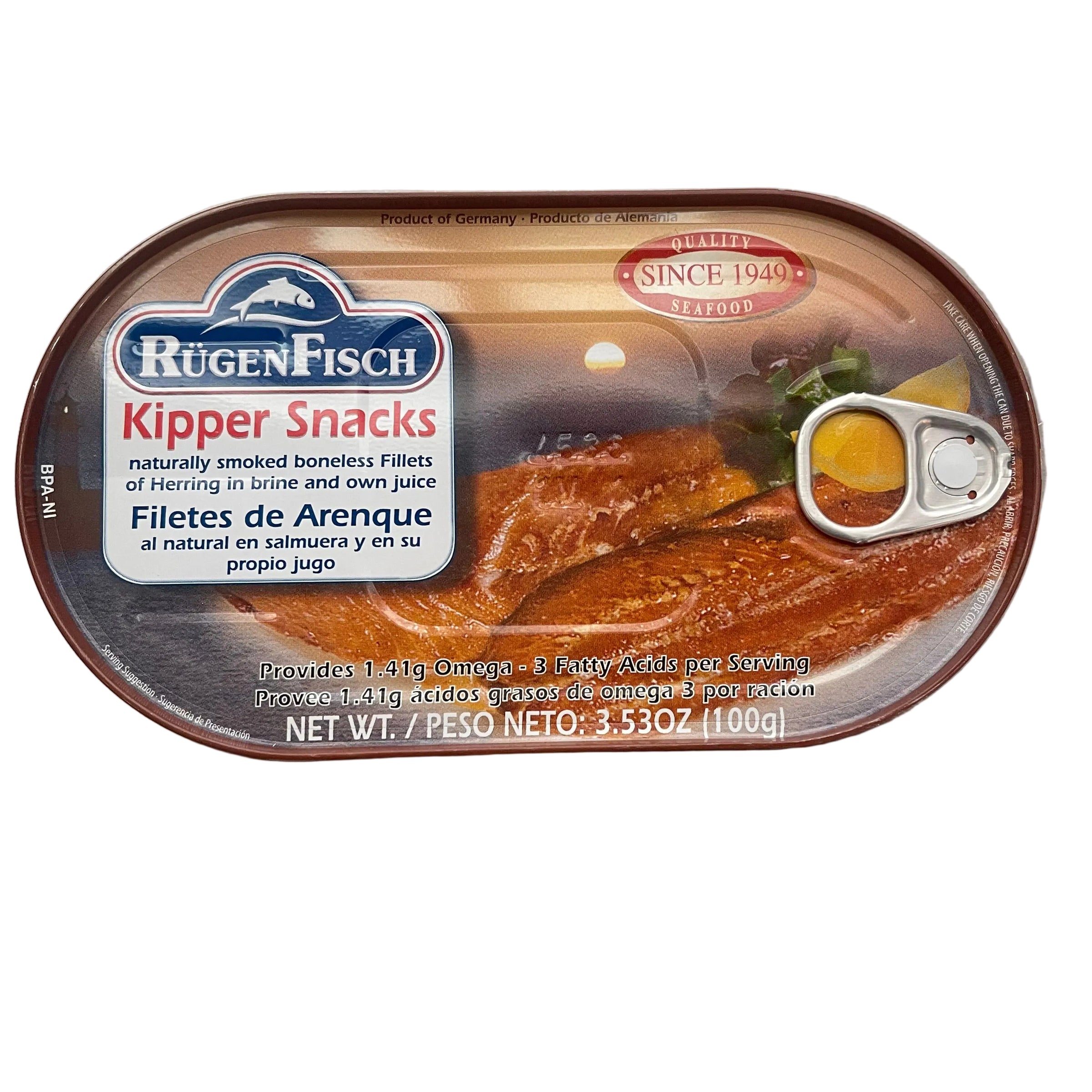 Häger Fisch canned fish on a metallic surface