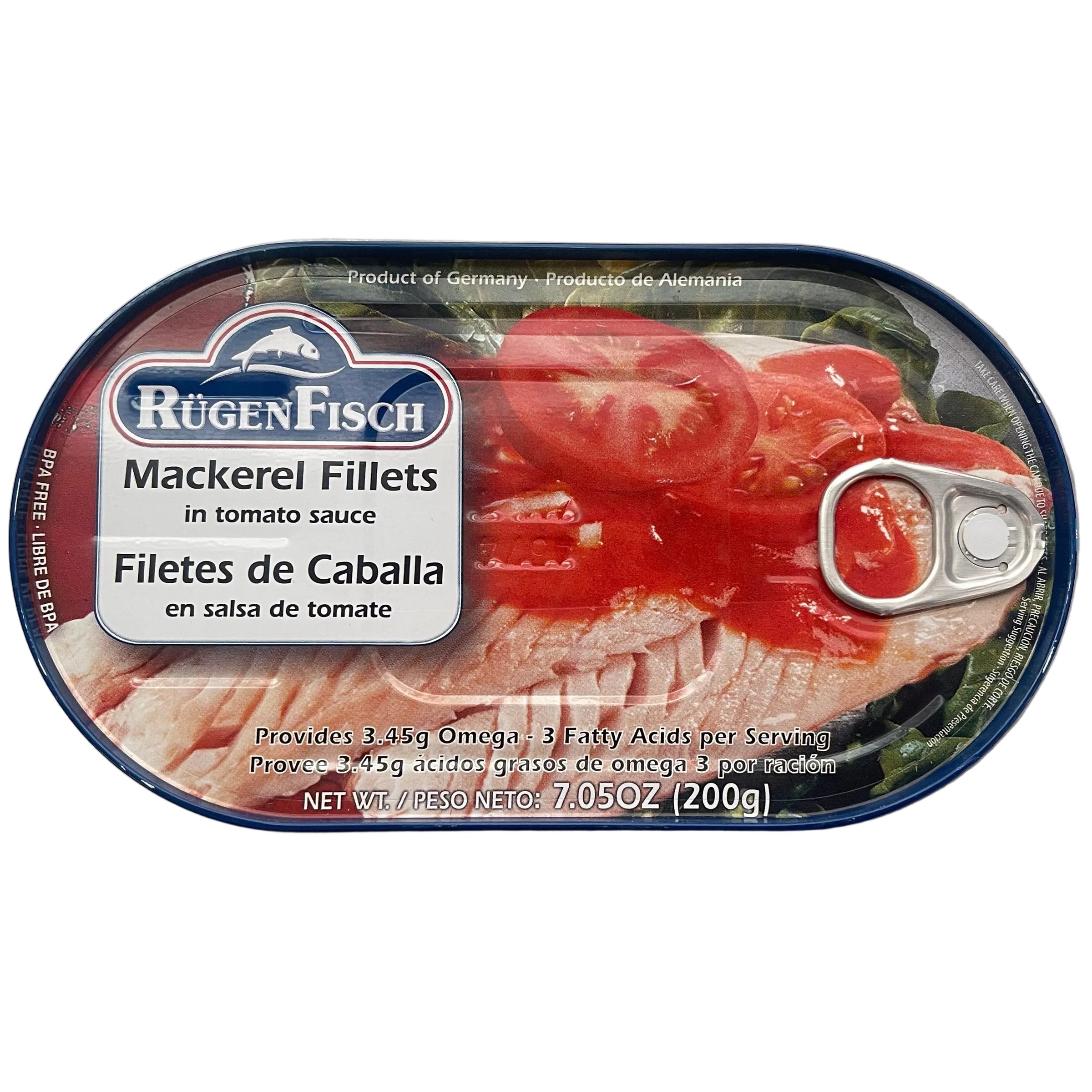Sardine can labeled 'Rügen Fischer' on a metallic surface