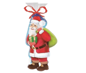 Decorative paper bag with a Santa Claus design on a white background
