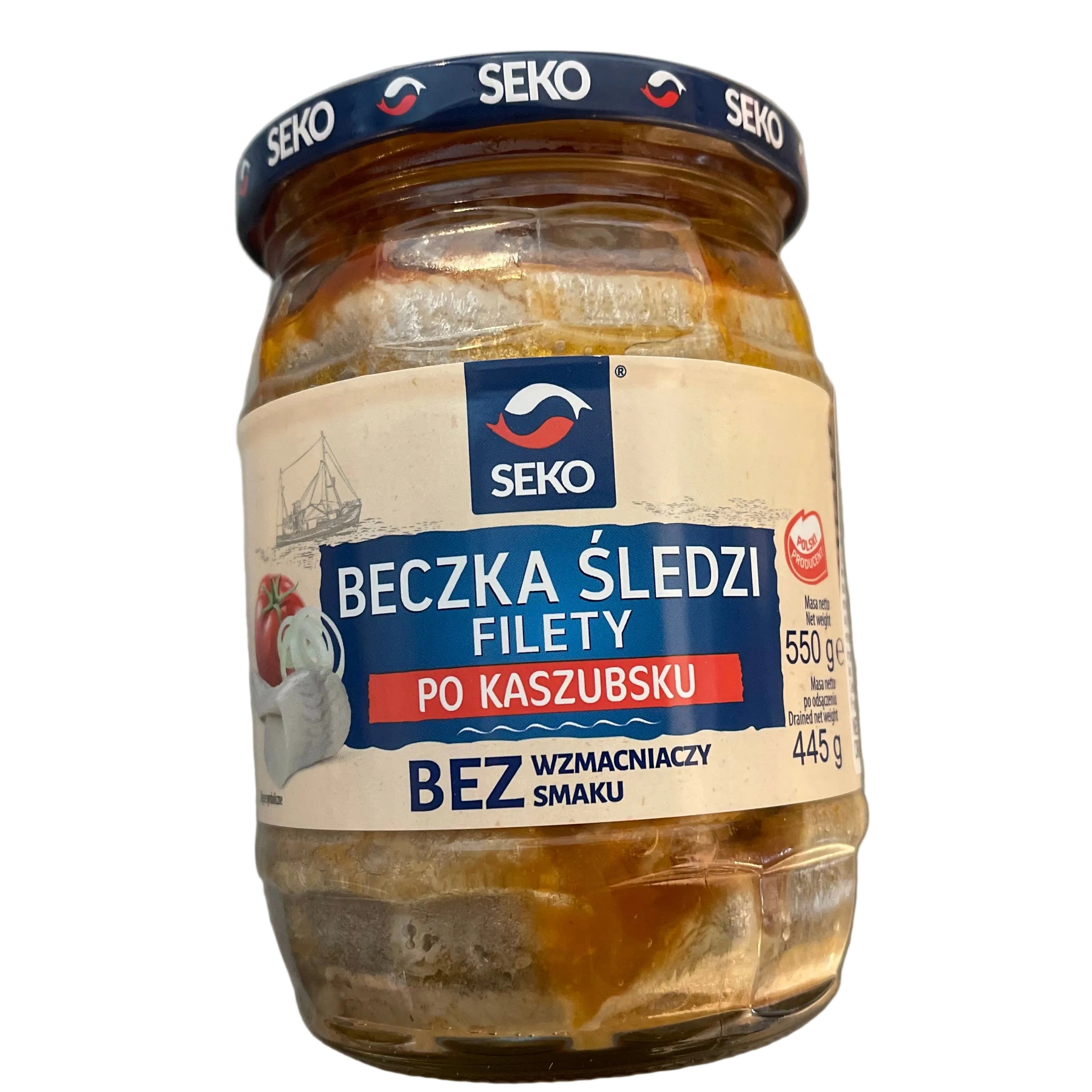 Jar of food with a visible label on a gray background