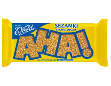 E. Wedel Sesame Snacks AHA! bar packaging on a white background