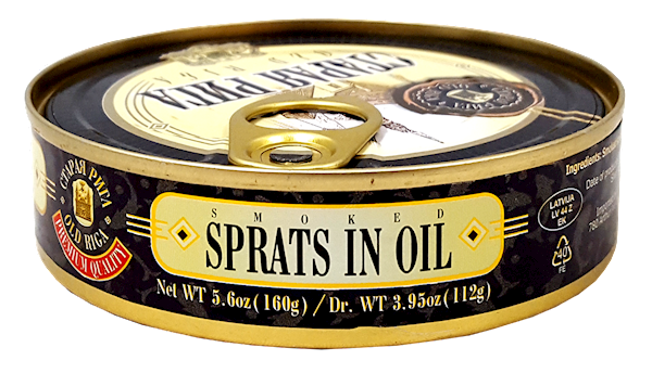 SPRATS SMOKED  IN OIL, OLD RIGA KOSHER , LATVIA, 160G
