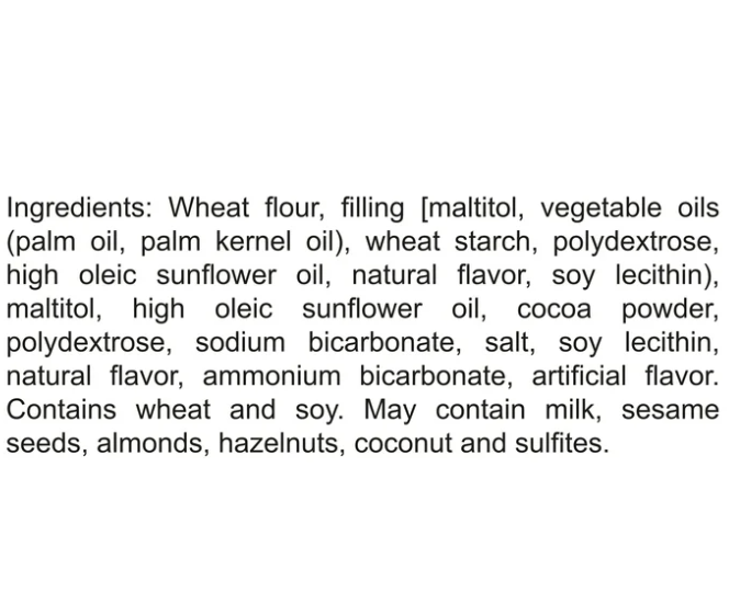 List of ingredients on a white background