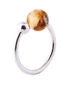 Open ring with an amber ball