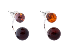 Original stud silver earrings with Baltic amber balls.