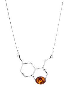 Honeycomb necklace with natural cognac amber and silver