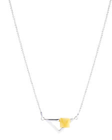 Modern necklace with milk amber in a silver frame