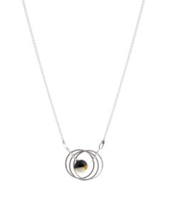 Original silver necklace with green/white amber loops