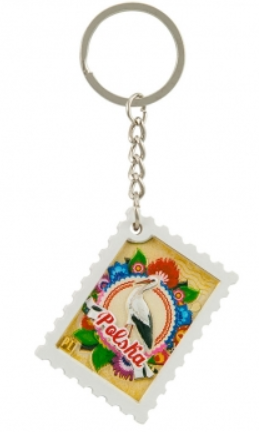 Key chain with a printed Polish folk stamp POLSKA