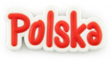 Rubber magnet, red Poland inscription POLSKA