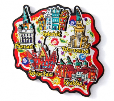 Metallized MDF magnet Poland contour POLSKA