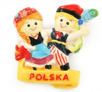 Ceramic magnet Polish folk couple,Polska
