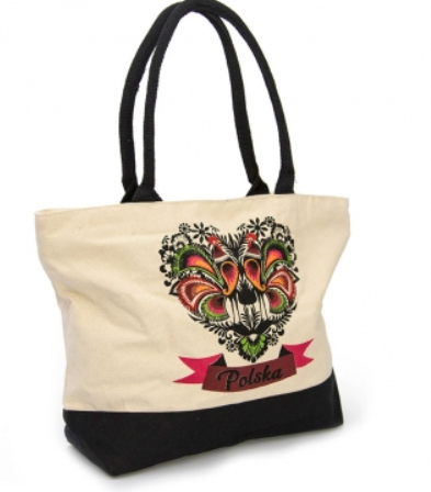 Polish heart bag - zipper, tote, inside pocket, torba,Polska