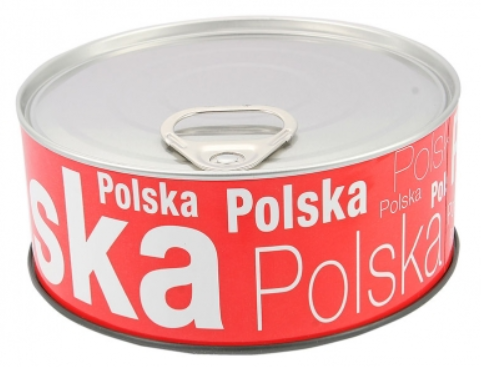 Clock in a large tin, Poland, Polska