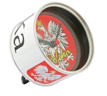 Clock in a tin, small Poland Eagle, Polska