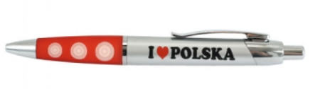 Silver and red ballpoint pen,Polska