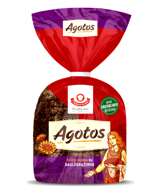 VILNIAUS DUONA BREAD RYE LIGHT "AGOTOS" WITH SUNFLOWER SEEDS (SLICED), LITHUANIA,375G