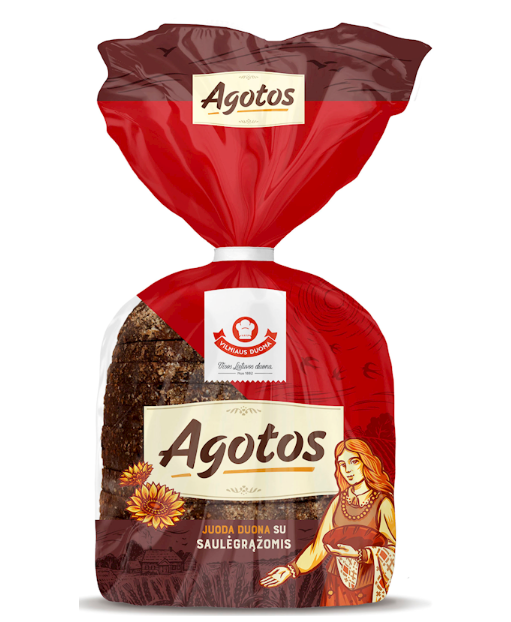 VILNIAUS DUONA BREAD RYE DARK WITH SUNFLOWER SEEDS "AGOTOS" (SLICED), LITHUANIA, 375G
