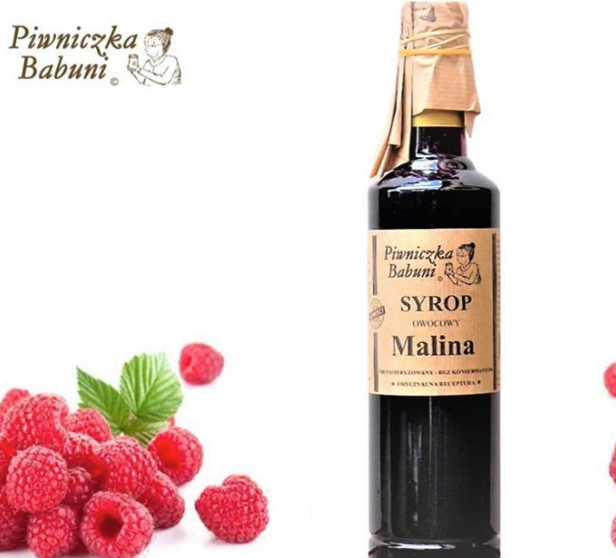 SYROP MALINA, RASPBERRY SYRUP,PIWNICZKA BABUNI