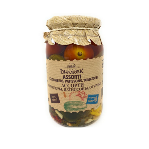 DWOREK ASSORTED (TOMATOES, CUCUMBERS, PATISSONS) 900G Canned & Jarred Vegetables