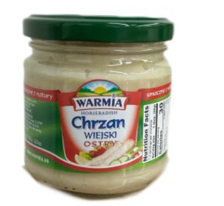 CHRZAN WIEJSKI OSTRY, HOT HORSERADISH GRATED IN VINEGAR, WARMIA