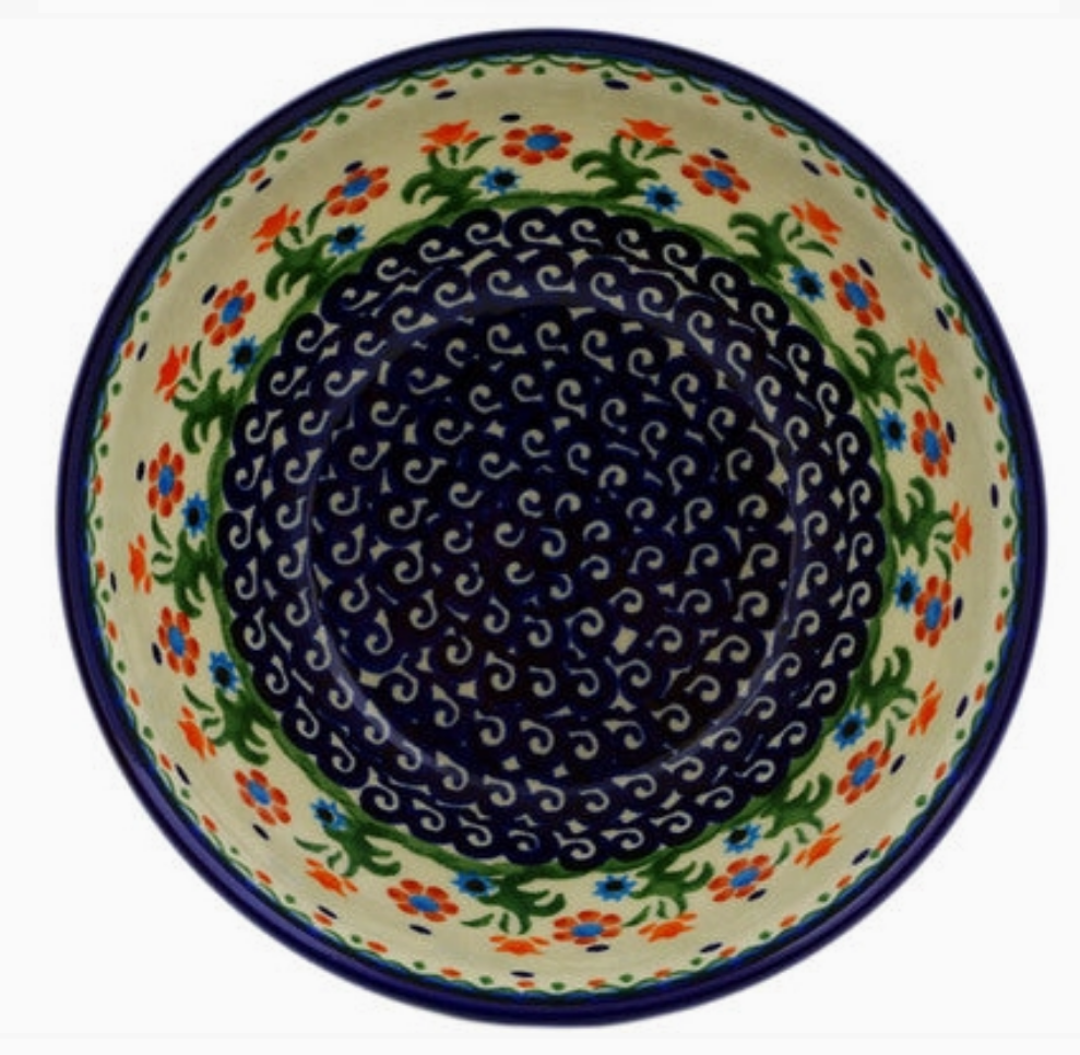 POLISH POTTERY BOLESLAWIEC Bowl 6" Spring Flowers Theme
