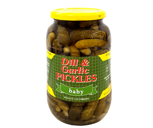 PICKLES CUCUMBERS,  "BABY" WITH DILL & GARLIC, JAR , 1L