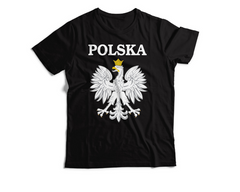 Tshirt Poland,BLACK,large polish eagle,POLSKA, koszulka,100%cotton,men