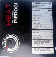 Tatas pierogi ingredients and nutritional label