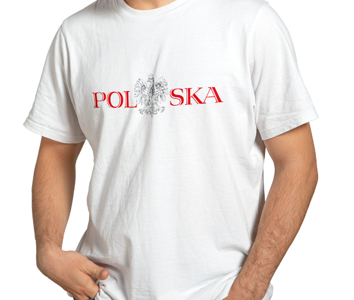 Tshirt Poland,white,polish eagle, POLSKA large letters, koszulka,100%cotton,men