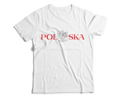 Tshirt Poland,white,polish eagle, POLSKA large letters, koszulka,100%cotton,men