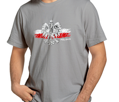 Tshirt with an eagle on the flag, Poland,gray, POLSKA, koszulka,100%cotton,men