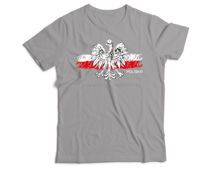 Tshirt with an eagle on the flag, Poland,gray, POLSKA, koszulka,100%cotton,men