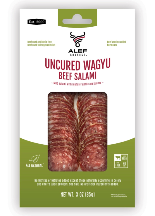 ALEF UNCURED WAGYU BEEF SALAMI SLICED 3oz Gluten Free