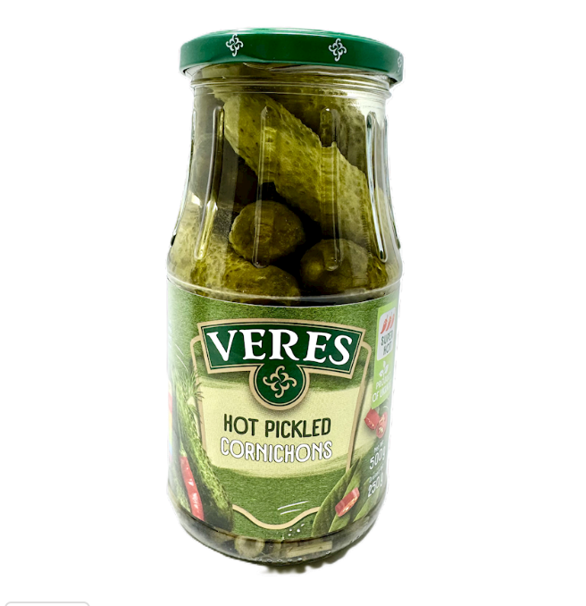 Veres Pickled Hot Cornichons 500g – Spicy Ukrainian Mini Cucumbers