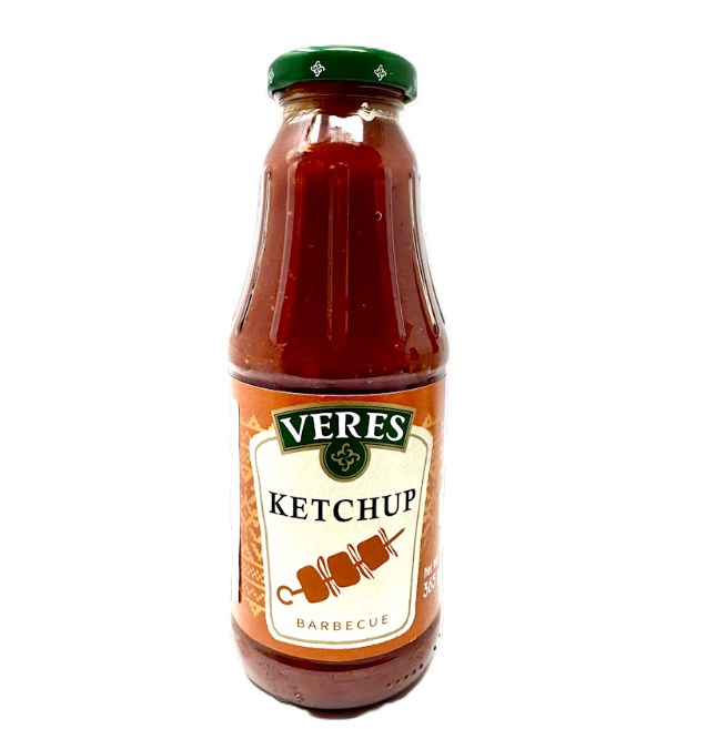 Bottle of Veres BBQ Ketchup on a white background
