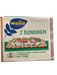 Wasa bread packaging with a flatbread and toppings on a metallic surface