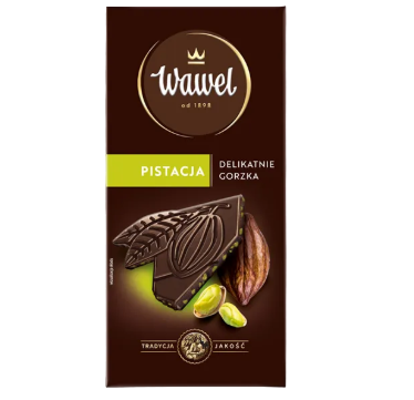 WAWEL PREMIUM CHOCOLATE 43% PISTACHIO, CZEKOLADA PISTACJA,90G