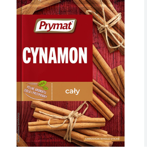 Prymat cinnamon sticks packaging on a red background