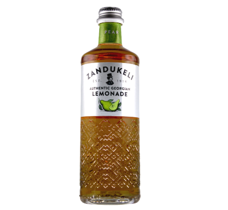 Bottle of Zandukeli lemonade on a white background