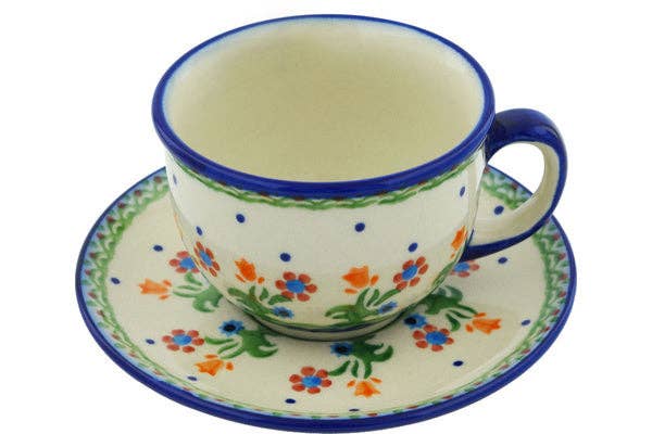 Cup with Saucer Spring Flowers Theme