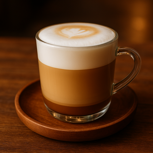 coffe latte in the glass cup