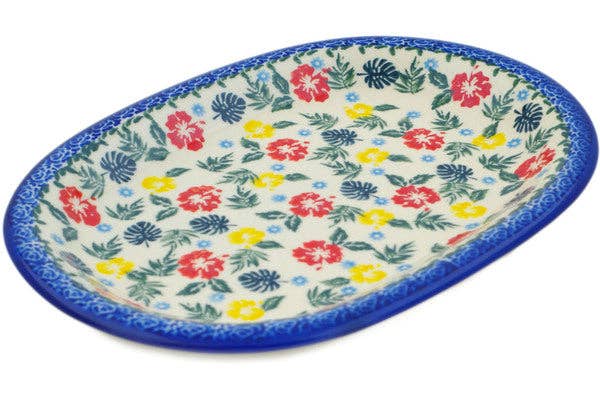 Oval Platter 11" polish pottery Boleslawiec Tropical Florals Theme