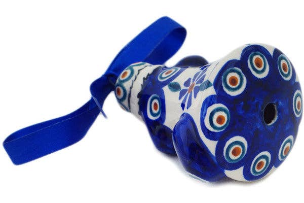 Santa Claus Ornament 4" Peacock Theme, polish pottery Boleslawiec, mikolaj