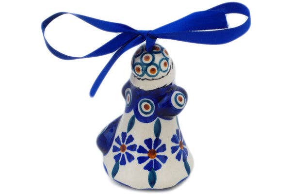 Santa Claus Ornament 4" Peacock Theme, polish pottery Boleslawiec, mikolaj