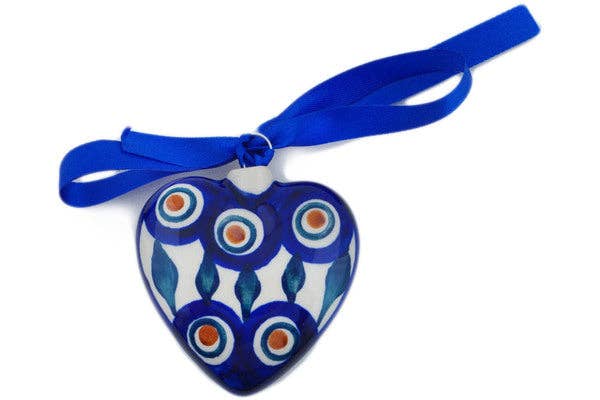 Ornament Heart 3" Peacock Theme