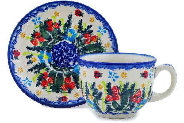 Cup with Saucer Spring  Garden Berries Theme UNIKAT