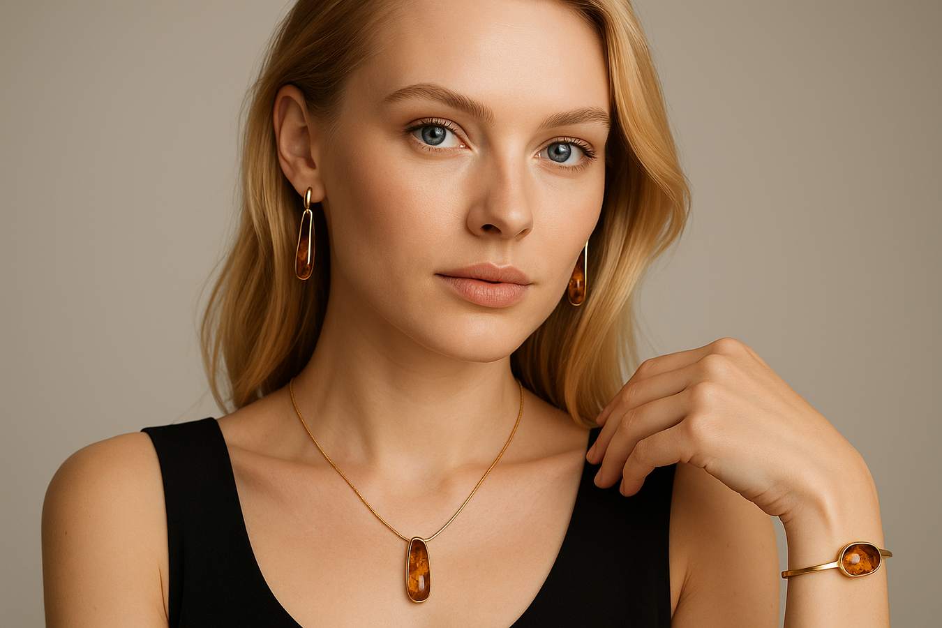 Girll must be Nortern european stile blond hair blue eyes and jewelery modern style