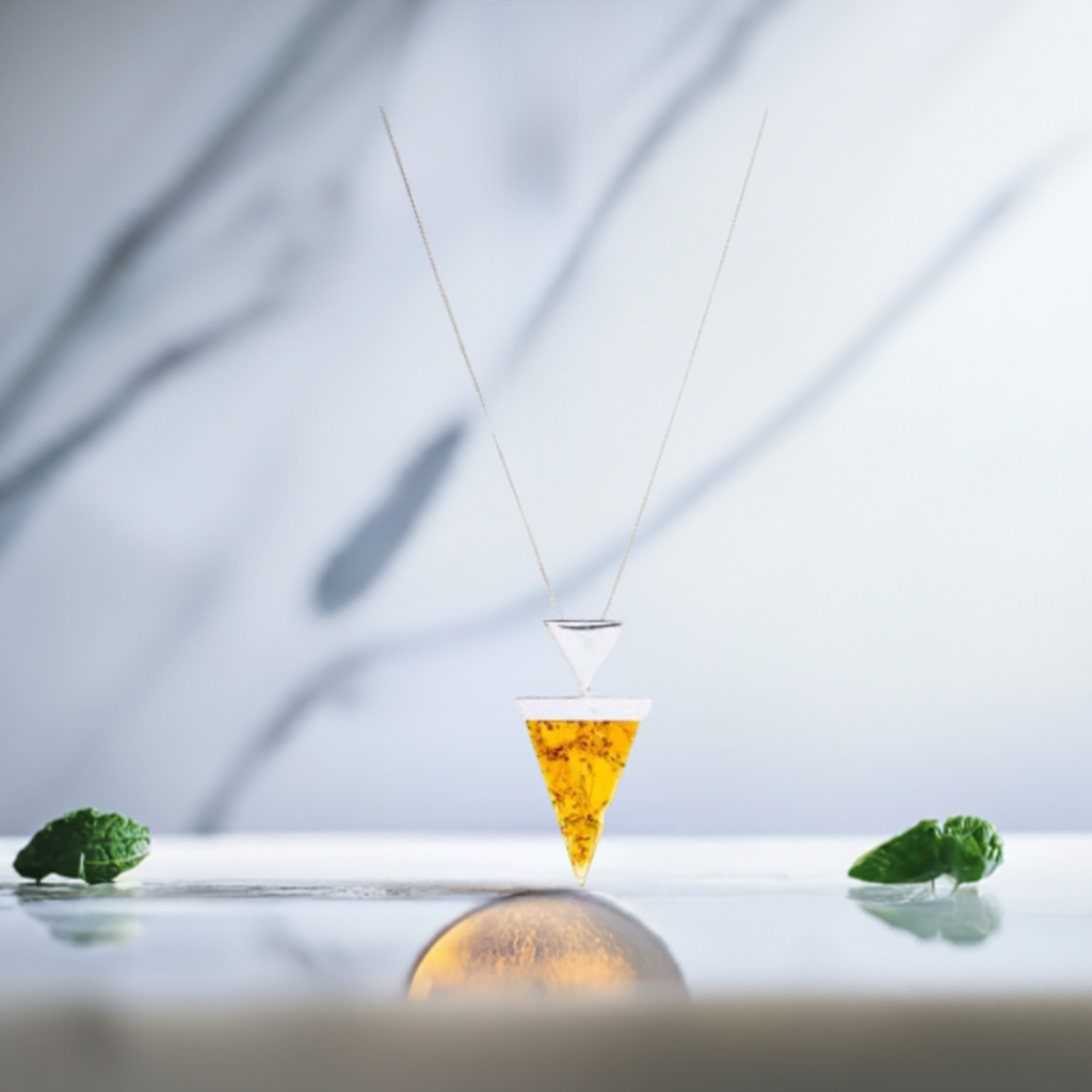 Amber triangle necklace Silver 925 in cognac color