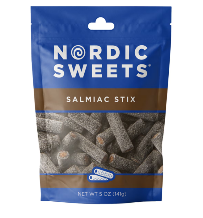Nordic Sweets® Salty Licorice Salmiac Heksehyl Stix Bag 5oz